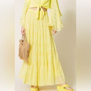 NWT TwinSet Long flounce yellow skirt